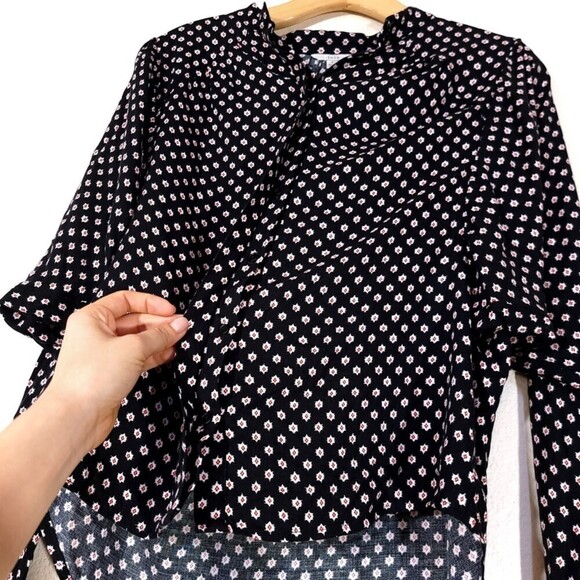 JOIE Tangia Dolman Sleeve Button Down Blouse Caviar Ikat Print Boho Lagenlook - Picture 6 of 10